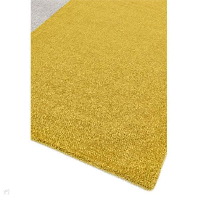 Blox Modern Plain Geometric Colour Block Hand-Woven Textured Low Profile Sheared Wool Loop Pile Mustard Yellow/Silver/Grey Rug-Asiatic Carpets-Rug Love - The Most Loved Rug Store