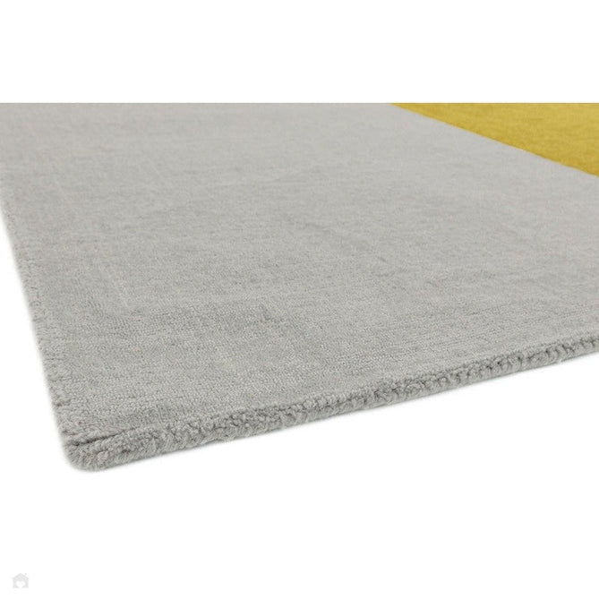 Blox Modern Plain Geometric Colour Block Hand-Woven Textured Low Profile Sheared Wool Loop Pile Mustard Yellow/Silver/Grey Rug-Asiatic Carpets-Rug Love - The Most Loved Rug Store
