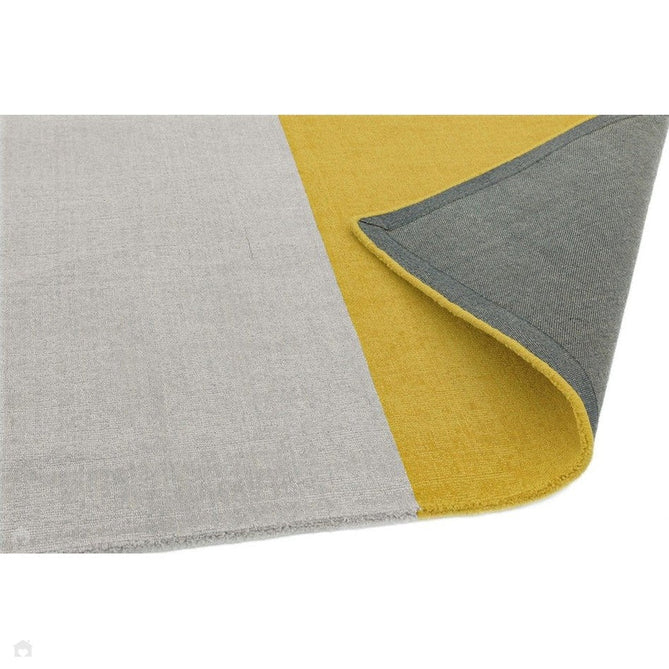 Blox Modern Plain Geometric Colour Block Hand-Woven Textured Low Profile Sheared Wool Loop Pile Mustard Yellow/Silver/Grey Rug-Asiatic Carpets-Rug Love - The Most Loved Rug Store
