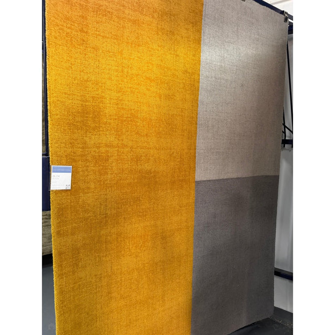 Blox Modern Plain Geometric Colour Block Hand-Woven Textured Low Profile Sheared Wool Loop Pile Mustard Yellow/Silver/Grey Rug-Asiatic Carpets-Rug Love - The Most Loved Rug Store