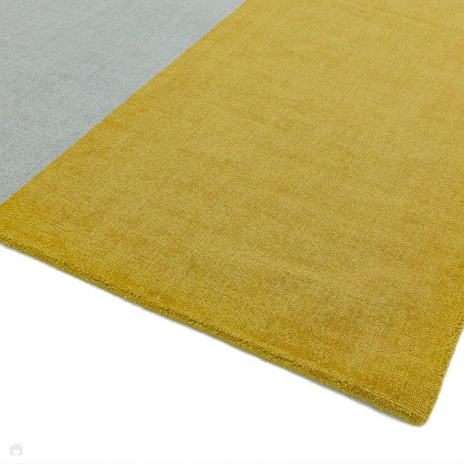Blox Modern Plain Geometric Colour Block Hand-Woven Textured Low Profile Sheared Wool Loop Pile Mustard Yellow/Silver/Grey Rug-Asiatic Carpets-Rug Love - The Most Loved Rug Store