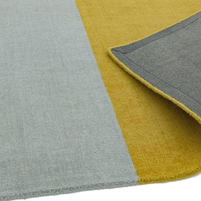 Blox Modern Plain Geometric Colour Block Hand-Woven Textured Low Profile Sheared Wool Loop Pile Mustard Yellow/Silver/Grey Rug-Asiatic Carpets-Rug Love - The Most Loved Rug Store