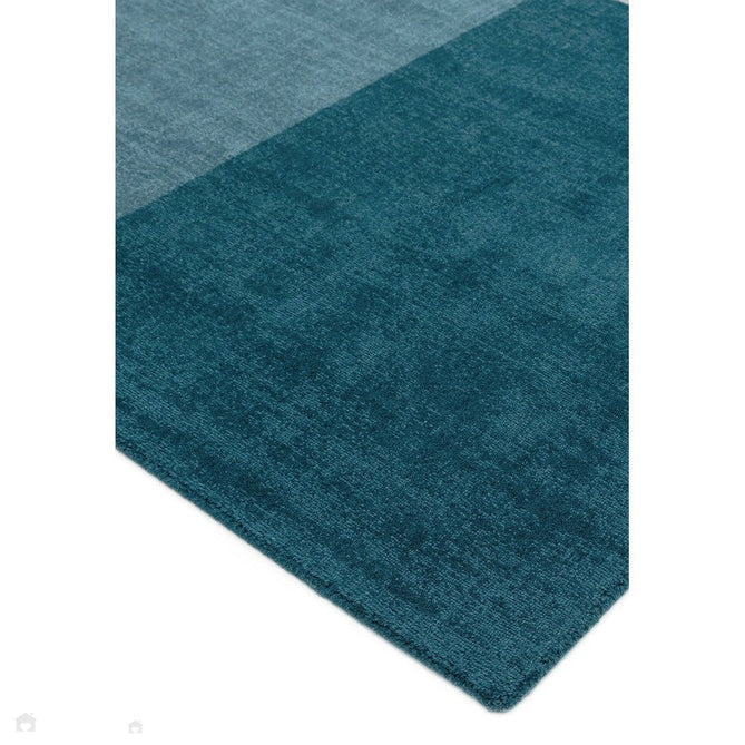 Blox Modern Plain Geometric Colour Block Hand-Woven Textured Low Profile Sheared Wool Loop Pile Teal/Grey Rug-Asiatic Carpets-Rug Love - The Most Loved Rug Store