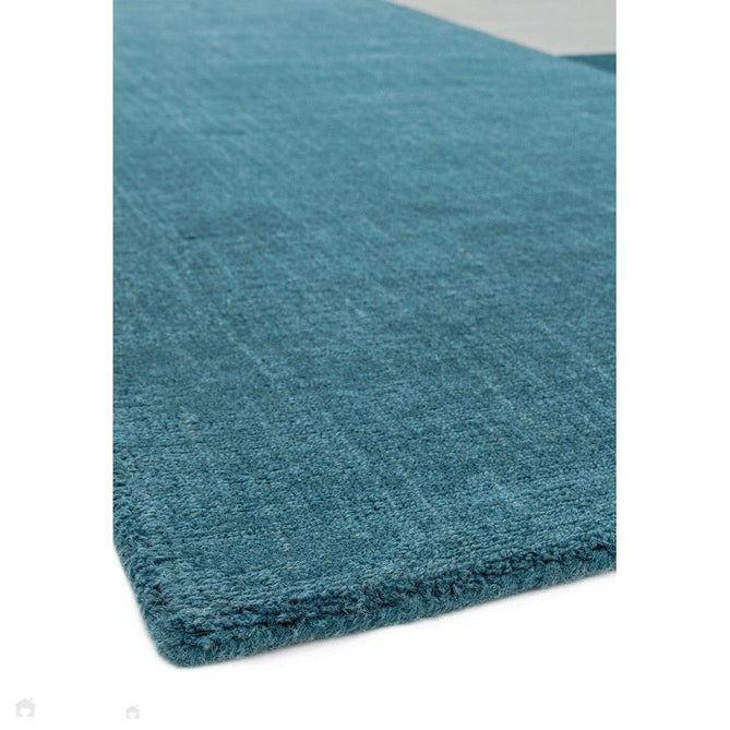 Blox Modern Plain Geometric Colour Block Hand-Woven Textured Low Profile Sheared Wool Loop Pile Teal/Grey Rug-Asiatic Carpets-Rug Love - The Most Loved Rug Store