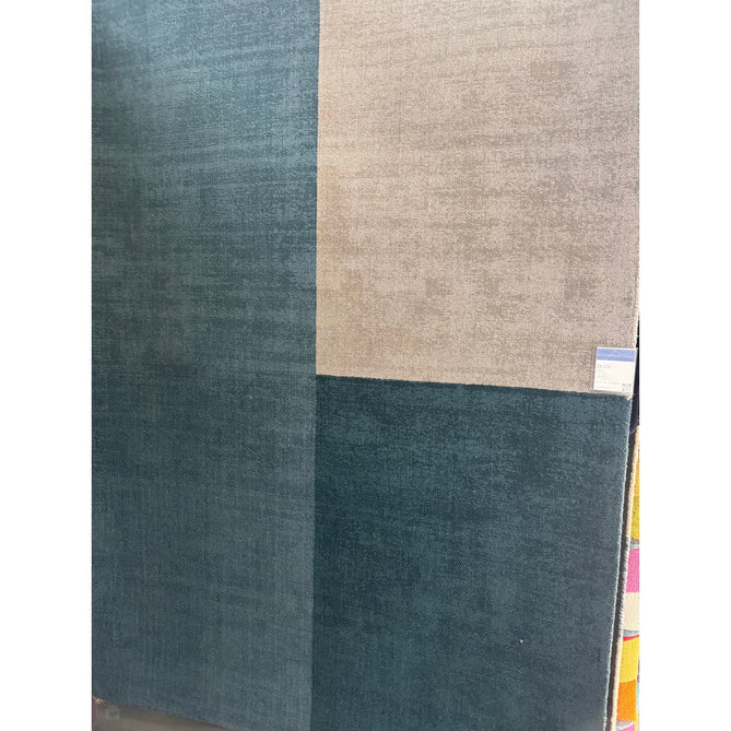 Blox Modern Plain Geometric Colour Block Hand-Woven Textured Low Profile Sheared Wool Loop Pile Teal/Grey Rug-Asiatic Carpets-Rug Love - The Most Loved Rug Store