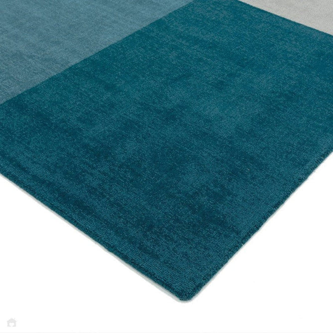 Blox Modern Plain Geometric Colour Block Hand-Woven Textured Low Profile Sheared Wool Loop Pile Teal/Grey Rug-Asiatic Carpets-Rug Love - The Most Loved Rug Store