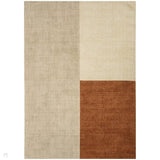 Blox Modern Plain Geometric Hand-Woven Textured Low-Pile Wool Copper/Beige/Cream Rug