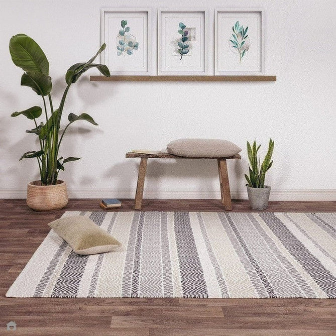 Boardwalk Modern Striped Hand-Woven Durable Stain-Resistant Weatherproof Flatweave In-Outdoor Charcoal/Grey/Taupe/Cream/Multicolour Rug-Asiatic Carpets-Rug Love - The Most Loved Rug Store