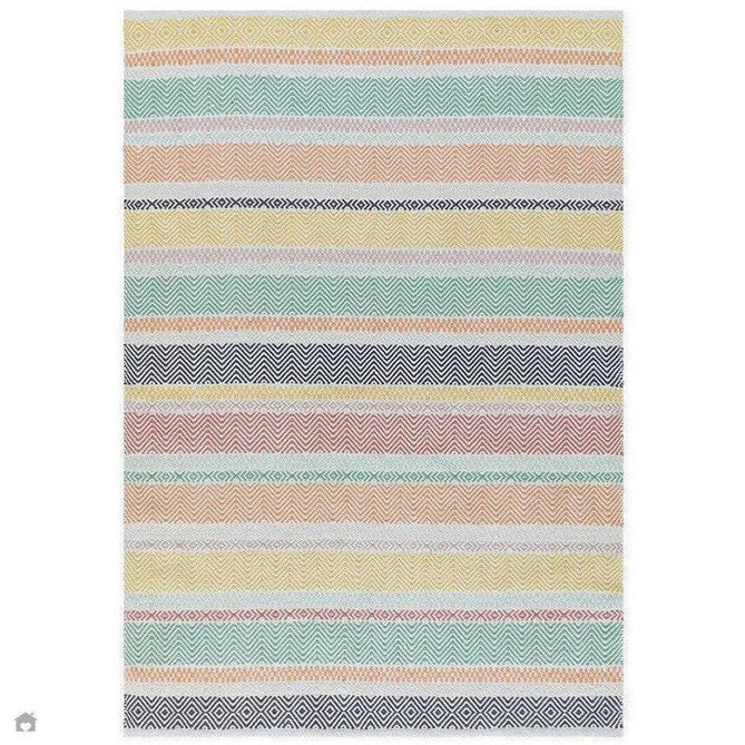 Boardwalk Modern Striped Hand-Woven Durable Stain-Resistant Weatherproof Flatweave In-Outdoor Charcoal/Pink/Green/Orange/Yellow/Multicolour Rug-Asiatic Carpets-Rug Love - The Most Loved Rug Store