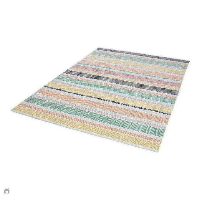 Boardwalk Modern Striped Hand-Woven Durable Stain-Resistant Weatherproof Flatweave In-Outdoor Charcoal/Pink/Green/Orange/Yellow/Multicolour Rug-Asiatic Carpets-Rug Love - The Most Loved Rug Store