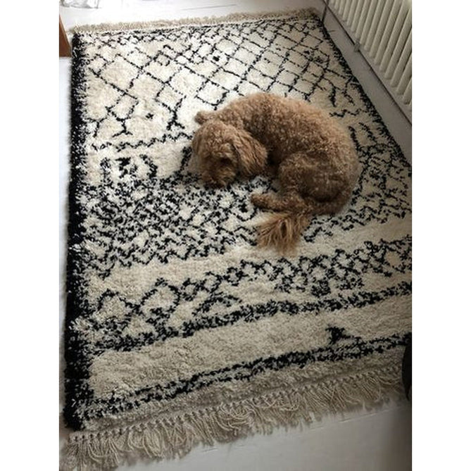 Boho 5402 Modern Moroccan Berber Soft Plush Shaggy White/Black Rug-Think Rugs-Rug Love - The Most Loved Rug Store