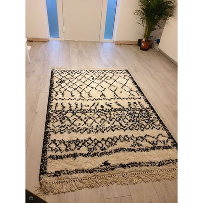 Boho 5402 Modern Moroccan Berber Soft Plush Shaggy White/Black Rug-Think Rugs-Rug Love - The Most Loved Rug Store