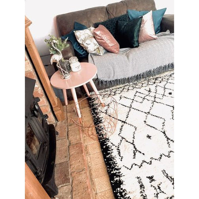 Boho 5402 Modern Moroccan Berber Soft Plush Shaggy White/Black Rug-Think Rugs-Rug Love - The Most Loved Rug Store