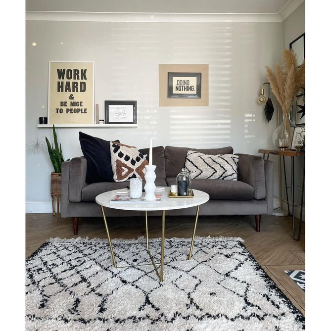 Boho 5402 Modern Moroccan Berber Soft Plush Shaggy White/Black Rug-Think Rugs-Rug Love - The Most Loved Rug Store
