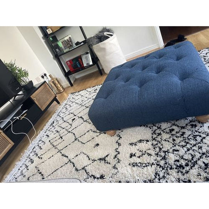 Boho 5402 Modern Moroccan Berber Soft Plush Shaggy White/Black Rug-Think Rugs-Rug Love - The Most Loved Rug Store