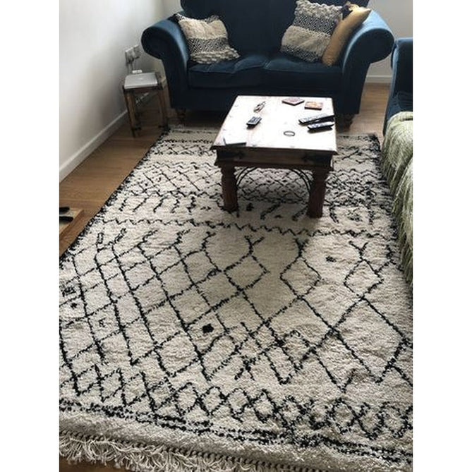 Boho 5402 Modern Moroccan Berber Soft Plush Shaggy White/Black Rug-Think Rugs-Rug Love - The Most Loved Rug Store