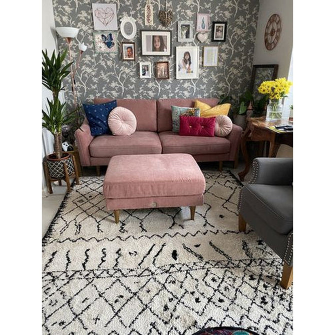 Boho 5402 Modern Moroccan Berber Soft Plush Shaggy White/Black Rug-Think Rugs-Rug Love - The Most Loved Rug Store