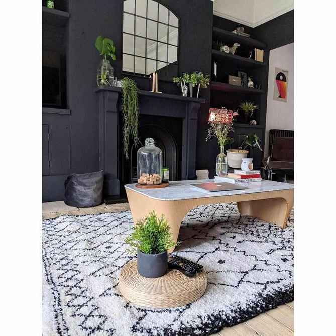 Boho 5402 Modern Moroccan Berber Soft Plush Shaggy White/Black Rug-Think Rugs-Rug Love - The Most Loved Rug Store