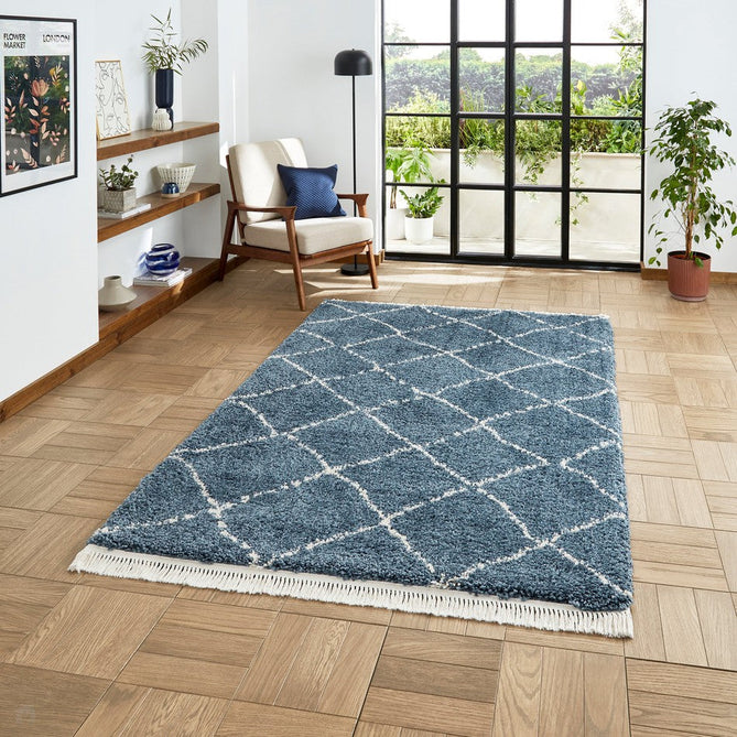 Boho 5413 Modern Moroccan Berber Soft Plush Shaggy Blue Rug-Think Rugs-Rug Love - The Most Loved Rug Store