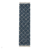 Boho 5413 Modern Moroccan Berber Soft Plush Shaggy Blue Runner