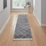 Boho 5413 Modern Moroccan Berber Soft Plush Shaggy Grey Runner