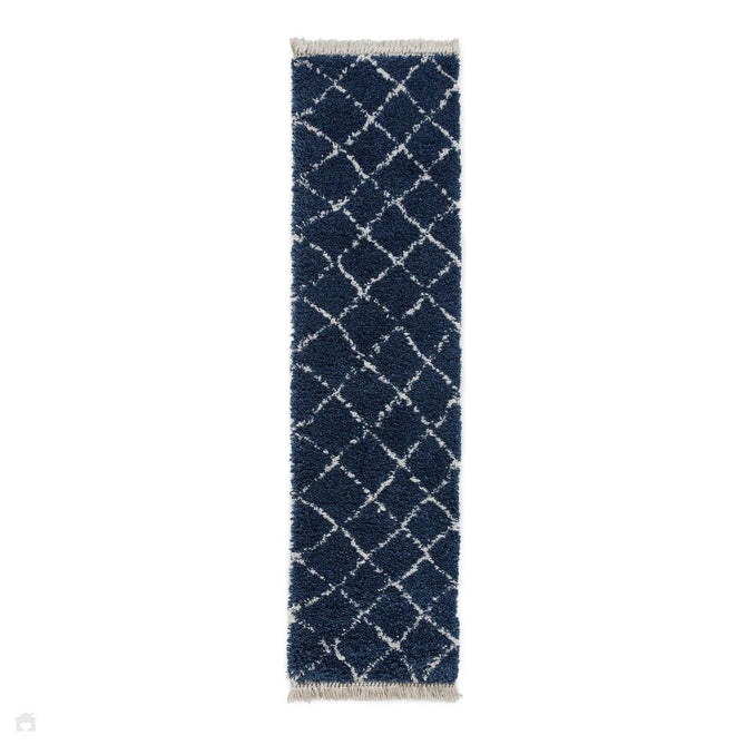Boho 5413 Modern Moroccan Berber Soft Plush Shaggy Navy Runner-Think Rugs-Rug Love - The Most Loved Rug Store