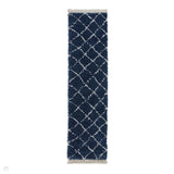 Boho 5413 Modern Moroccan Berber Soft Plush Shaggy Navy Runner