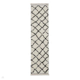 Boho 5413 Modern Moroccan Berber Soft Plush Shaggy White/Black Runner