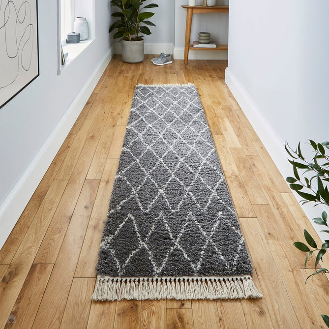 Boho 8280 Modern Moroccan Berber Soft Plush Shaggy Grey Runner-Think Rugs-Rug Love - The Most Loved Rug Store