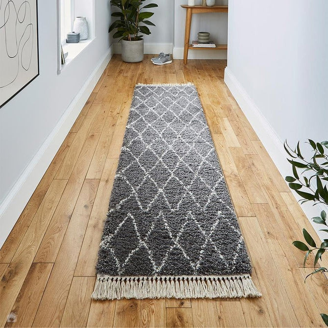 Boho 8280 Modern Moroccan Berber Soft Plush Shaggy Grey Runner-Think Rugs-Rug Love - The Most Loved Rug Store