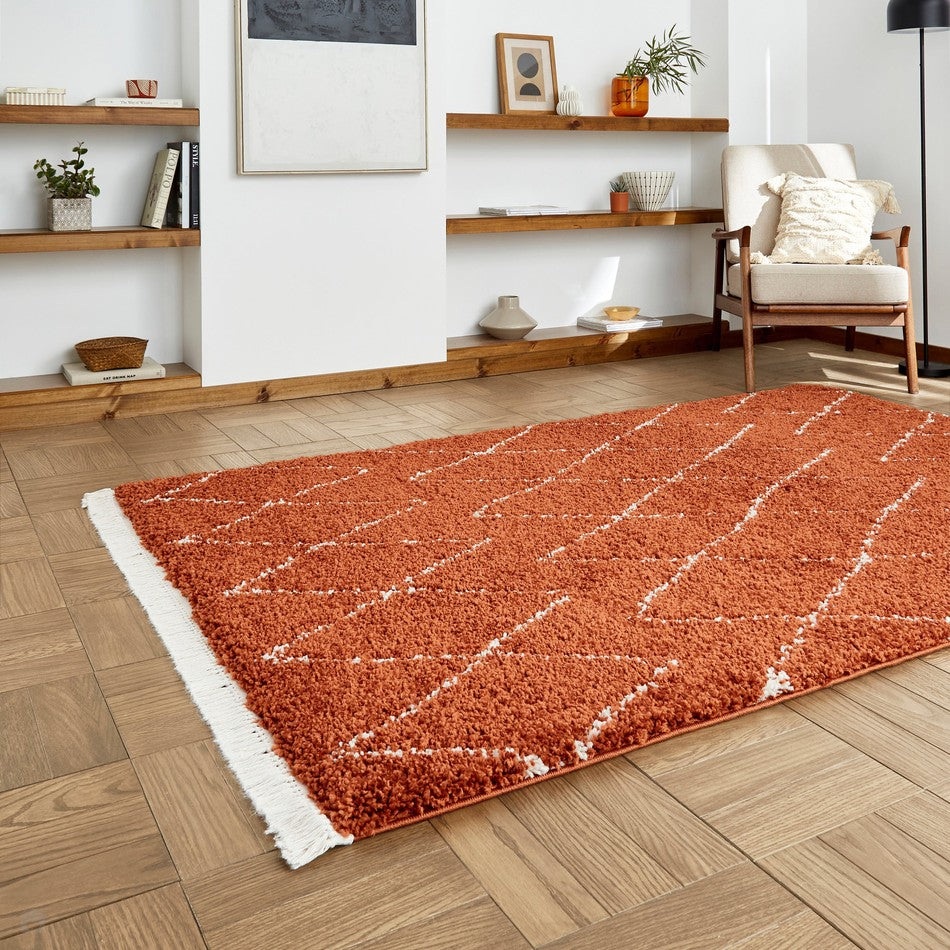 On Sale Boho 8280 Modern Moroccan Berber Soft Plush Shaggy Rust Rug ...
