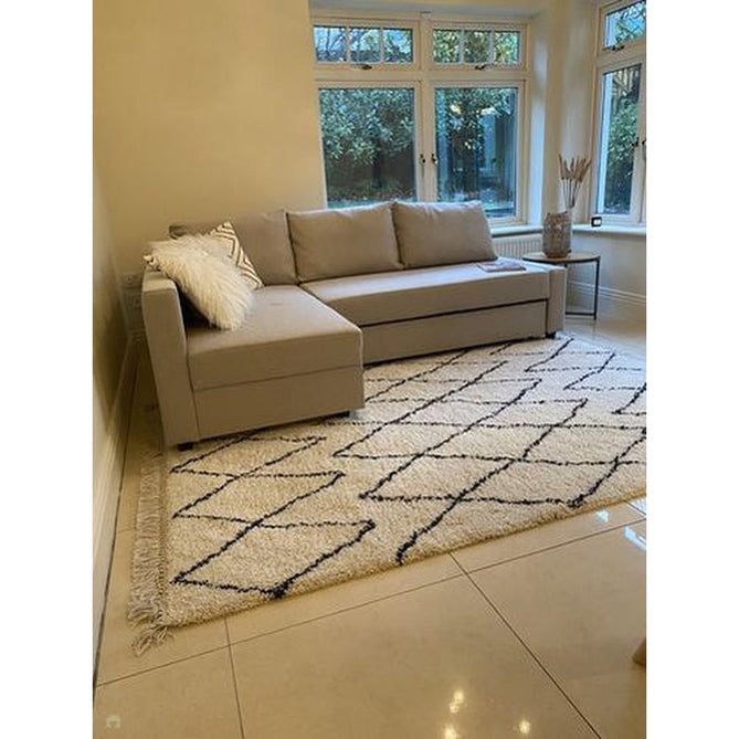 Boho 8280 Modern Moroccan Berber Soft Plush Shaggy White/Black Rug-Think Rugs-Rug Love - The Most Loved Rug Store