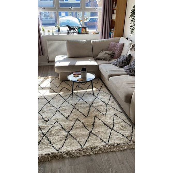 Boho 8280 Modern Moroccan Berber Soft Plush Shaggy White/Black Rug-Think Rugs-Rug Love - The Most Loved Rug Store