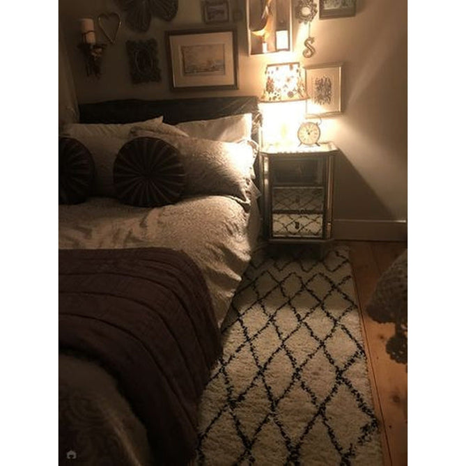 Boho 8280 Modern Moroccan Berber Soft Plush Shaggy White/Black Rug-Think Rugs-Rug Love - The Most Loved Rug Store