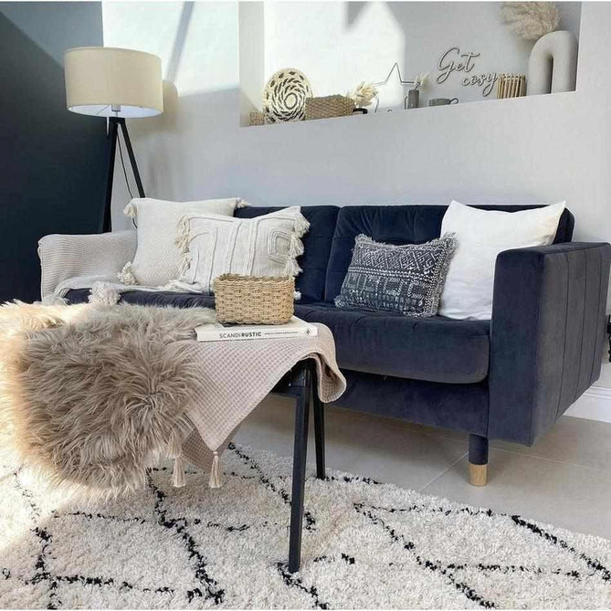 Boho 8280 Modern Moroccan Berber Soft Plush Shaggy White/Black Rug-Think Rugs-Rug Love - The Most Loved Rug Store