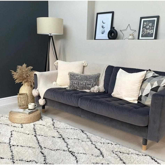 Boho 8280 Modern Moroccan Berber Soft Plush Shaggy White/Black Rug-Think Rugs-Rug Love - The Most Loved Rug Store