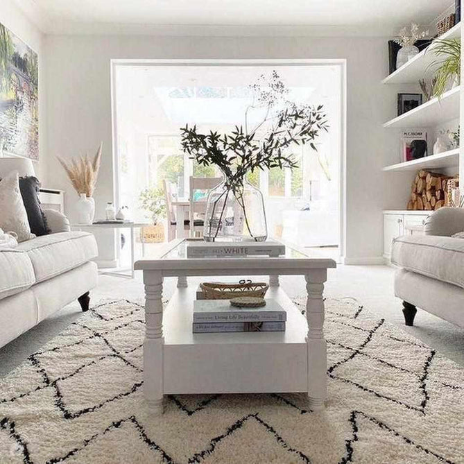 Boho 8280 Modern Moroccan Berber Soft Plush Shaggy White/Black Rug-Think Rugs-Rug Love - The Most Loved Rug Store
