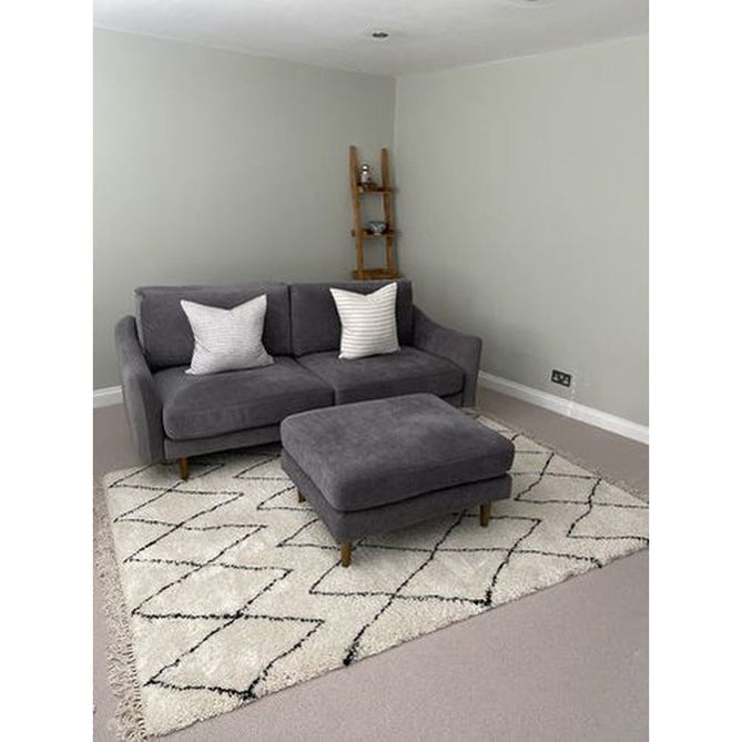 Boho 8280 Modern Moroccan Berber Soft Plush Shaggy White/Black Rug-Think Rugs-Rug Love - The Most Loved Rug Store