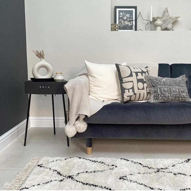 Boho 8280 Modern Moroccan Berber Soft Plush Shaggy White/Black Rug-Think Rugs-Rug Love - The Most Loved Rug Store