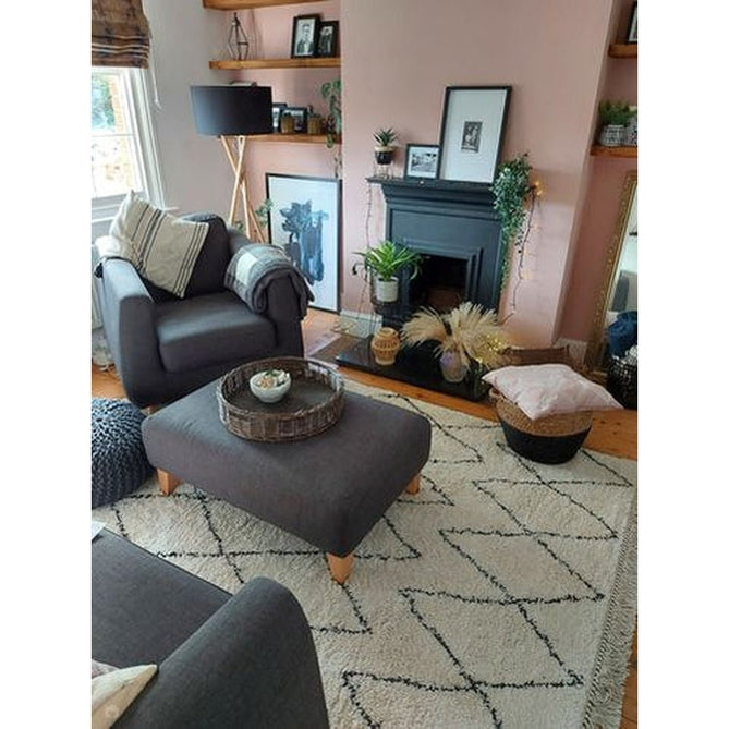 Boho 8280 Modern Moroccan Berber Soft Plush Shaggy White/Black Rug-Think Rugs-Rug Love - The Most Loved Rug Store