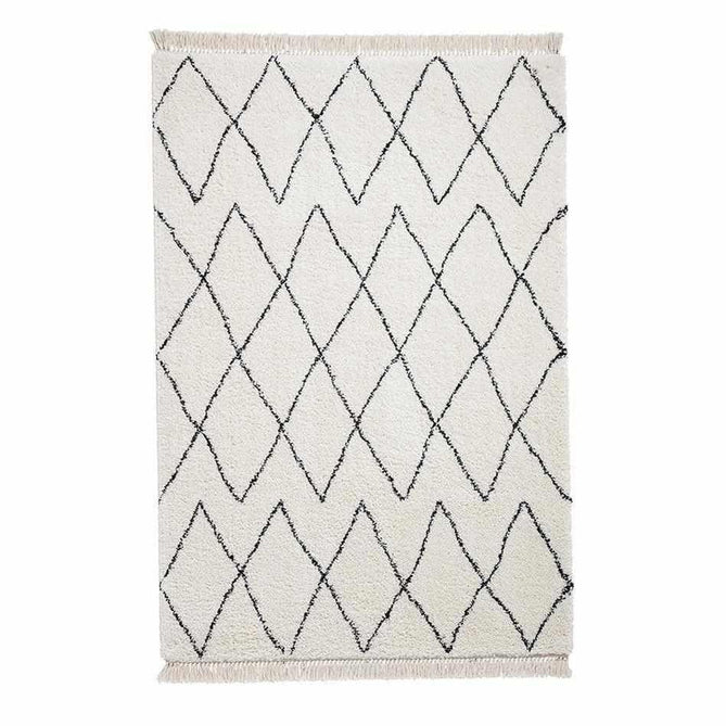 Boho 8280 Modern Moroccan Berber Soft Plush Shaggy White/Black Rug 200x290cm