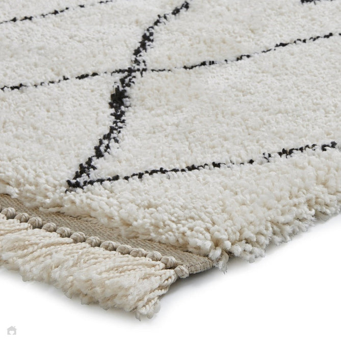 Boho 8280 Modern Moroccan Berber Soft Plush Shaggy White/Black Runner-Think Rugs-Rug Love - The Most Loved Rug Store