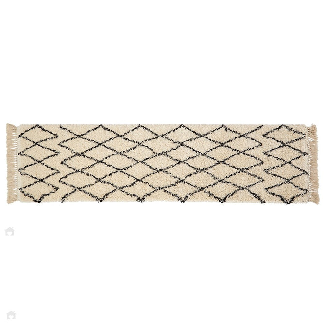 Boho 8280 Modern Moroccan Berber Soft Plush Shaggy White/Black Runner-Think Rugs-Rug Love - The Most Loved Rug Store