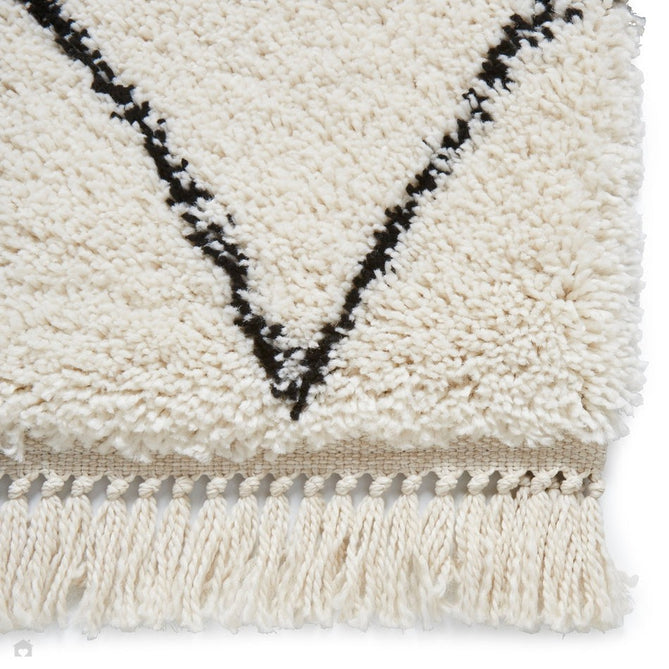 Boho 8280 Modern Moroccan Berber Soft Plush Shaggy White/Black Runner-Think Rugs-Rug Love - The Most Loved Rug Store