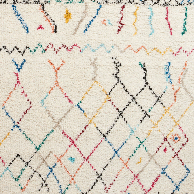 Boho A560 Diamond Modern Moroccan Berber Soft Plush Shaggy White/Multicolour Rug-Think Rugs-Rug Love - The Most Loved Rug Store