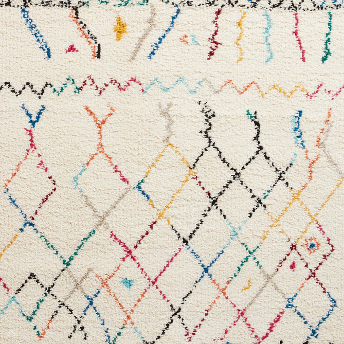 Boho A560 Diamond Modern Moroccan Berber Soft Plush Shaggy White/Multicolour Rug-Think Rugs-Rug Love - The Most Loved Rug Store