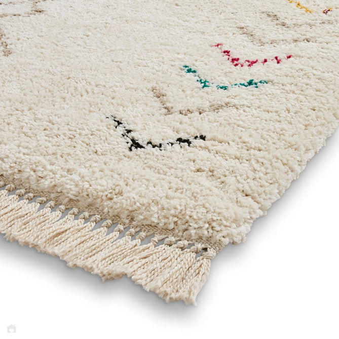 Boho A812 Modern Moroccan Berber Soft Plush Shaggy White/Multicolour Rug-Think Rugs-Rug Love - The Most Loved Rug Store