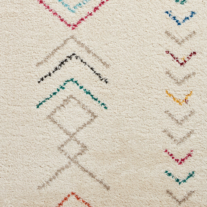 Boho A812 Modern Moroccan Berber Soft Plush Shaggy White/Multicolour Rug-Think Rugs-Rug Love - The Most Loved Rug Store