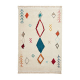 Boho A859 Traditional Moroccan Berber Soft Plush Shaggy White/Multicolour Rug