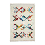 Boho C444 Geometric Modern Moroccan Berber Soft Plush Shaggy White/Multicolour Rug